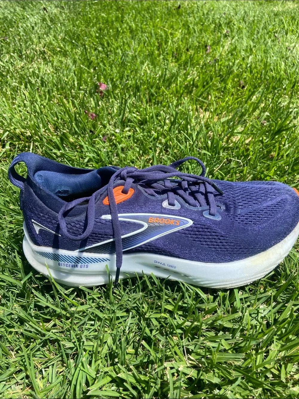 Brooks Navy Running Shoes with Orange Accents